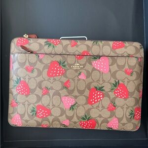 Coach Leather Strawberry Laptop Sleeve